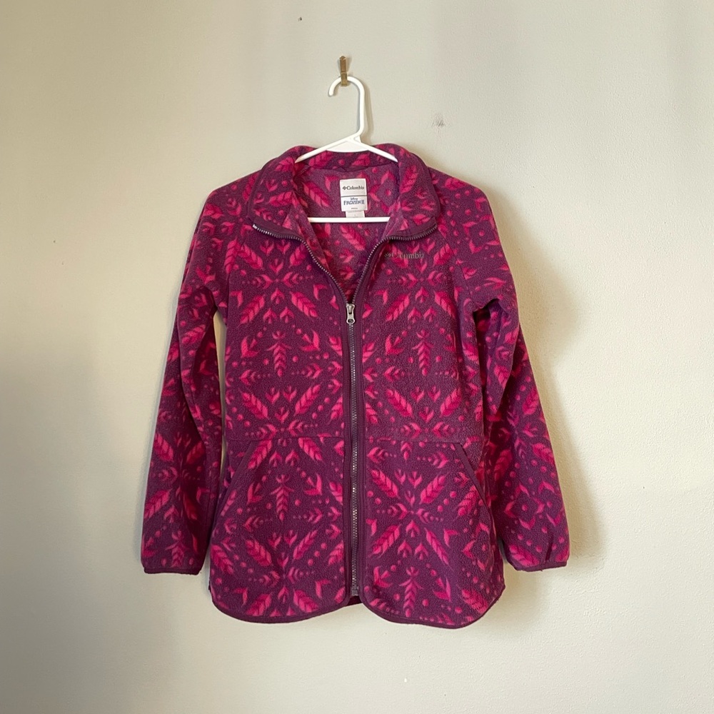 Columbia Girls Pink and Purple Patterned Fleece Jacket